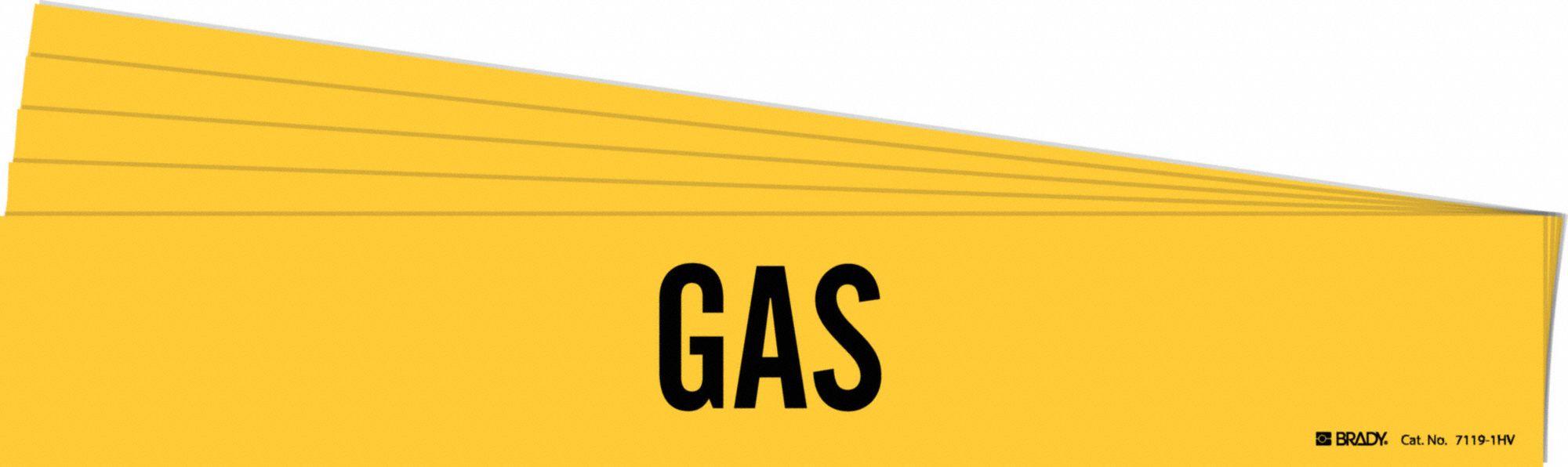 Pipe Marker: Gas, Yellow, Black, Fits 8 in and Larger Pipe O.D., 1 Pipe Markers, 5 PK