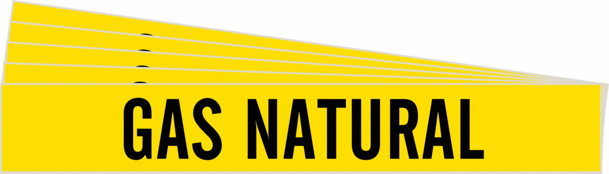 Pipe Marker: Gas Natural, Yellow, Black, Fits 8 in and Larger Pipe O.D., 1 Pipe Markers, 5 PK