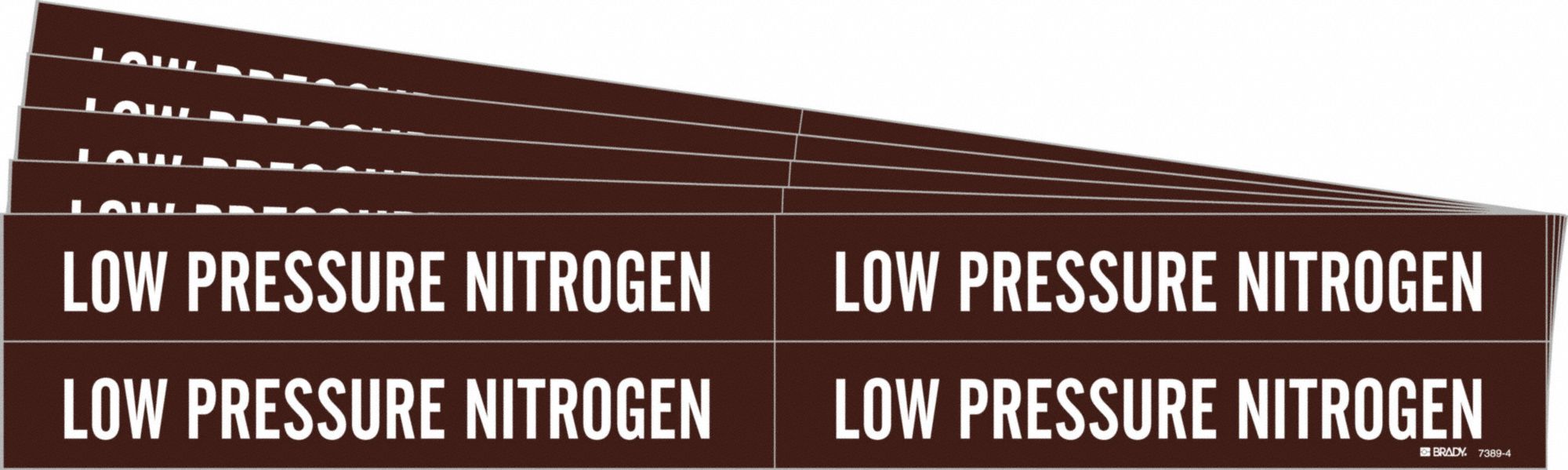 Pipe Marker: Low Pressure Nitrogen, Brown, White, Fits 3/4 to 2 3/8 in Pipe O.D., 5 PK