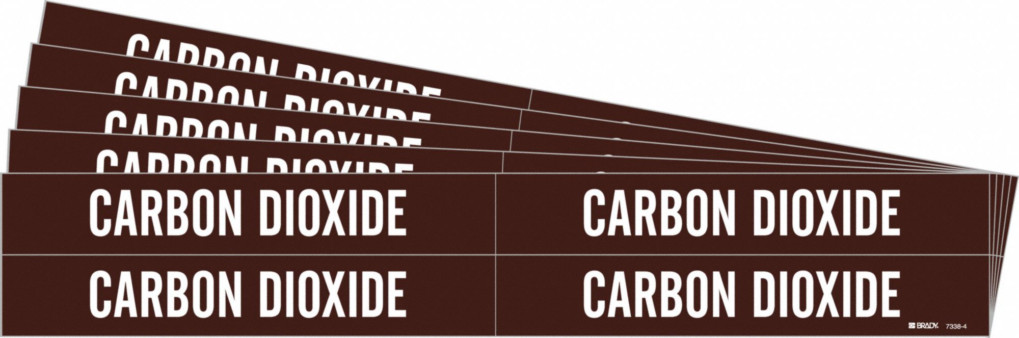 Pipe Marker: Carbon Dioxide, Brown, White, Fits 3/4 to 2 3/8 in Pipe O.D., 4 Pipe Markers, 5 PK