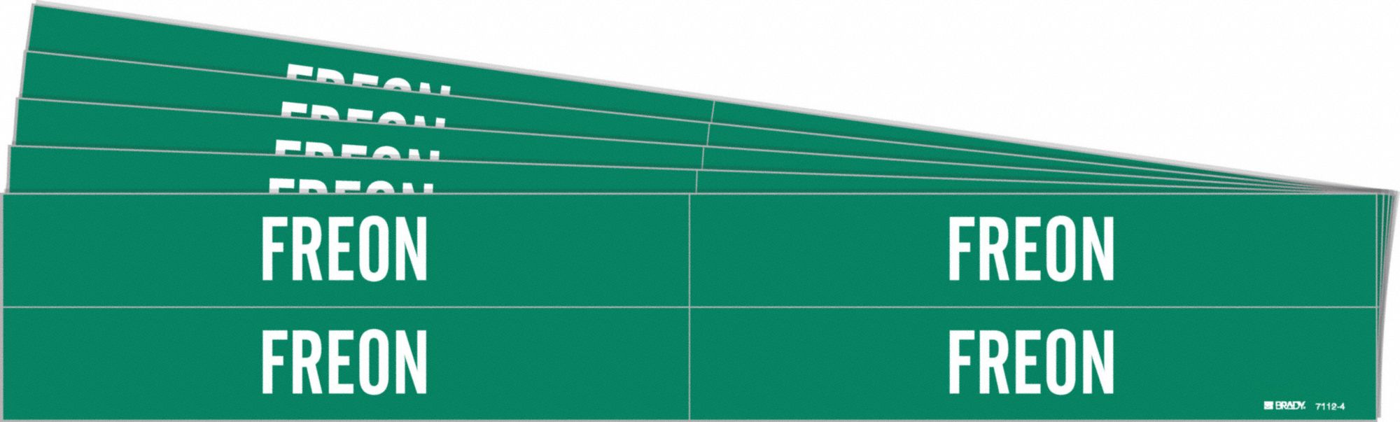 Pipe Marker: Freon™, Green, White, Fits 3/4 to 2 3/8 in Pipe O.D., 4 Pipe Markers, 5 PK