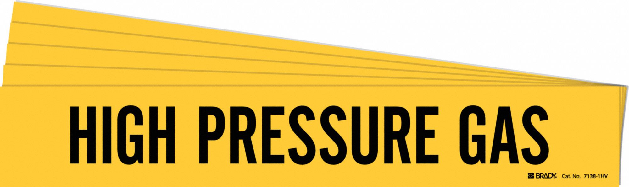 Pipe Marker: High Pressure Gas, Yellow, Black, Fits 8 in and Larger Pipe O.D., 1 Pipe Markers, 5 PK