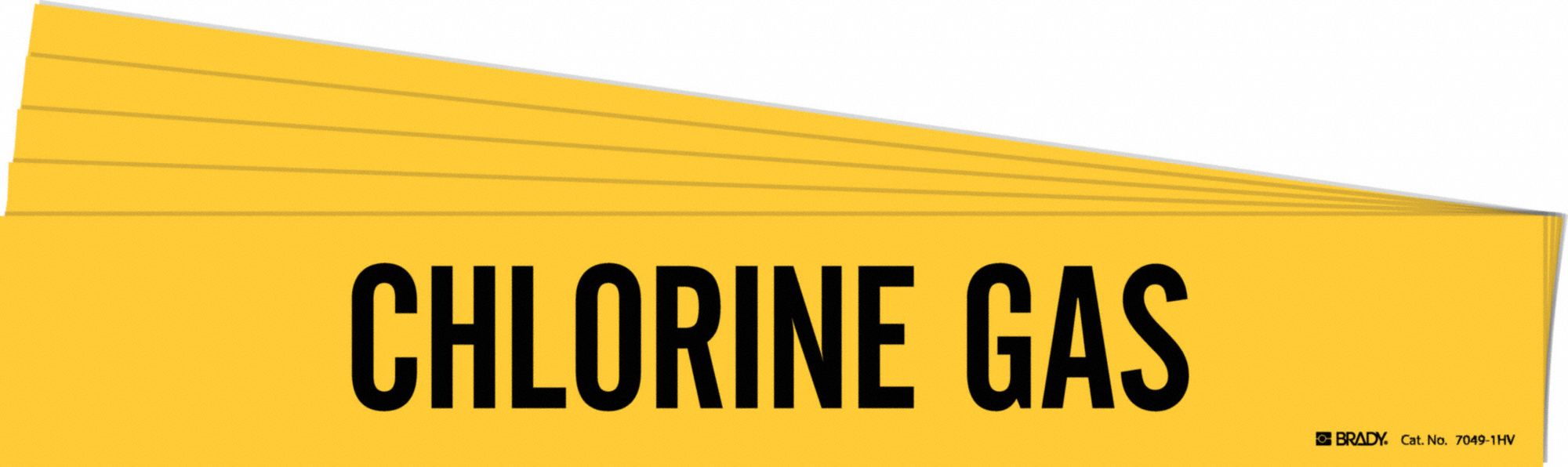 Pipe Marker: Chlorine Gas, Yellow, Black, Fits 8 in and Larger Pipe O.D., 1 Pipe Markers, 5 PK
