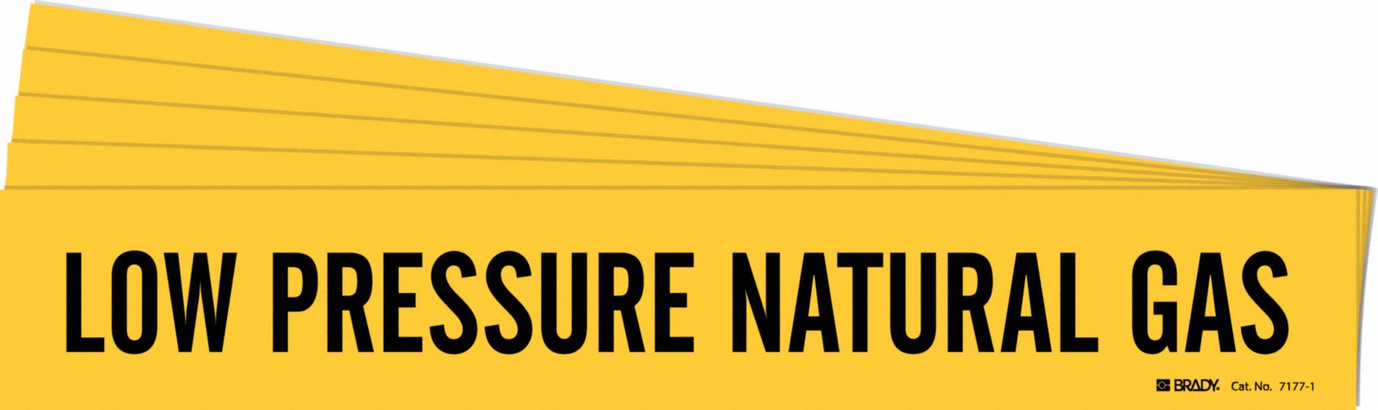 Pipe Marker: Low Pressure Natural Gas, Yellow, Black, Fits 2 1/2 to 7 7/8 in Pipe O.D., 5 PK