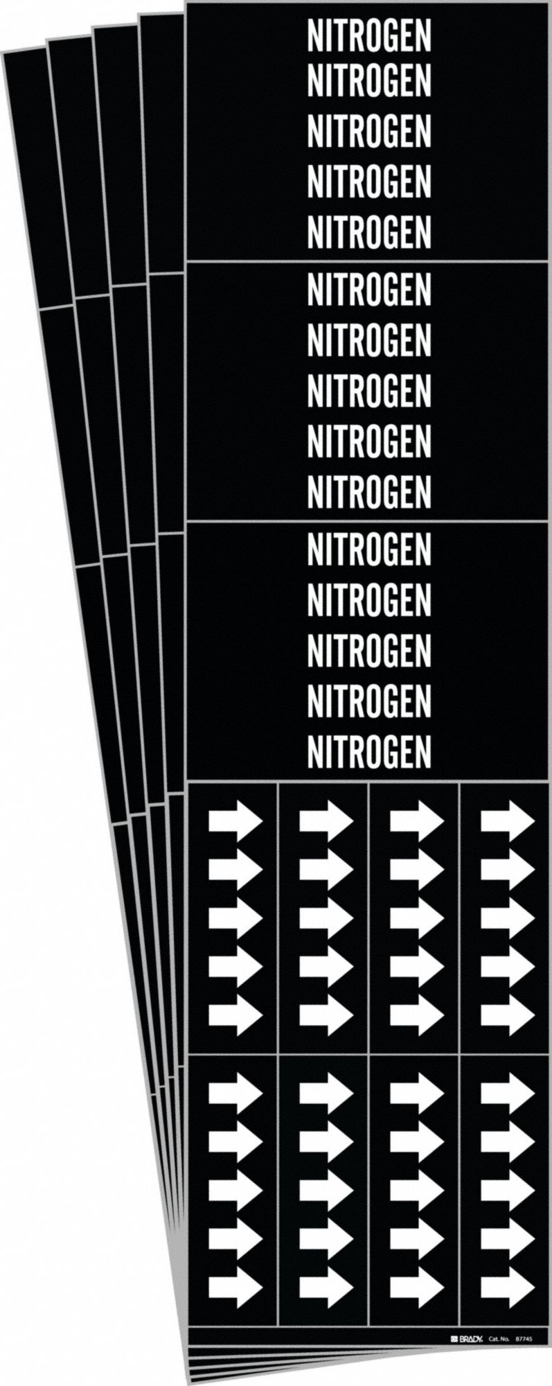 Pipe Marker: Nitrogen, Black, White, Fits 3/4 in and Smaller Pipe O.D., 3 Pipe Markers, 5 PK