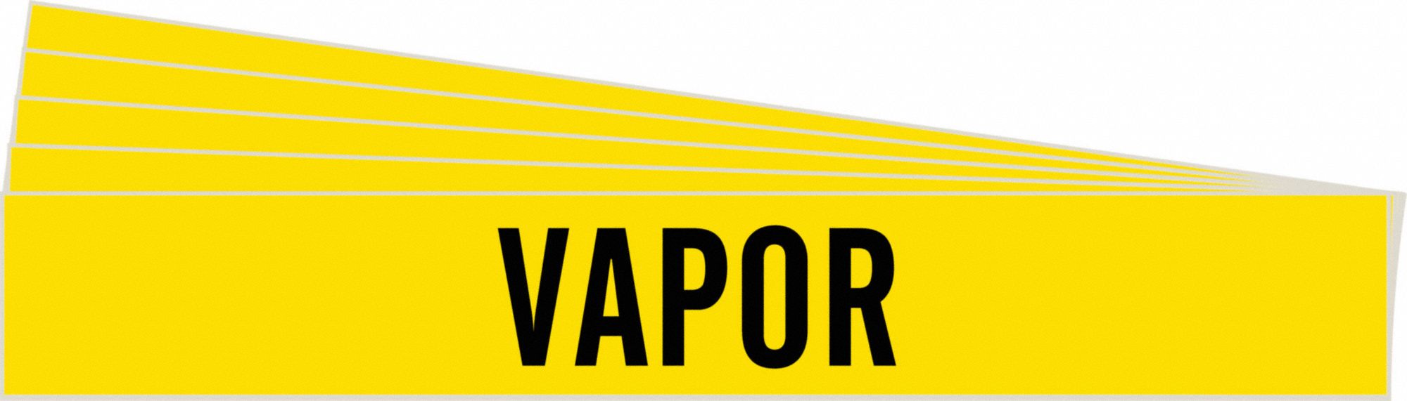Pipe Marker: Vapor, Yellow, Black, Fits 2 1/2 to 7 7/8 in Pipe O.D., 1 Pipe Markers, 5 PK
