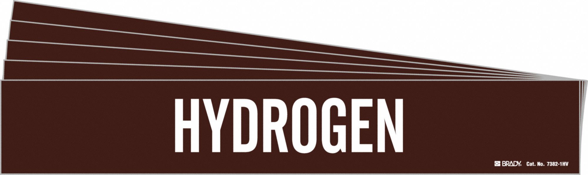 Pipe Marker: Hydrogen, Brown, White, Fits 8 in and Larger Pipe O.D., 1 Pipe Markers, 5 PK