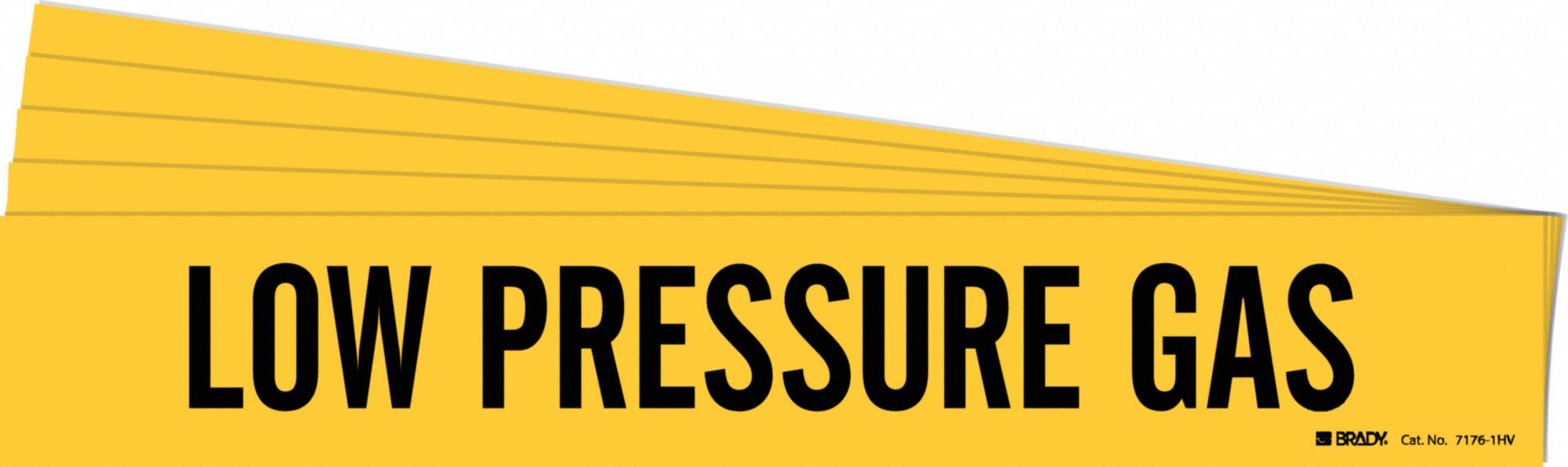 Pipe Marker: Low Pressure Gas, Yellow, Black, Fits 8 in and Larger Pipe O.D., 1 Pipe Markers, 5 PK