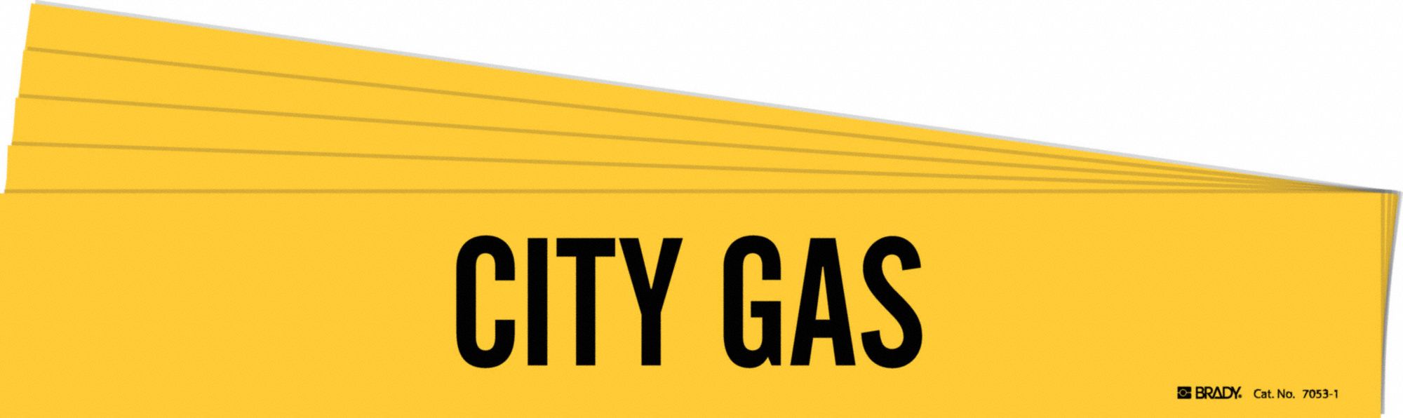 Pipe Marker: City Gas, Yellow, Black, Fits 2 1/2 to 7 7/8 in Pipe O.D., 1 Pipe Markers, 5 PK