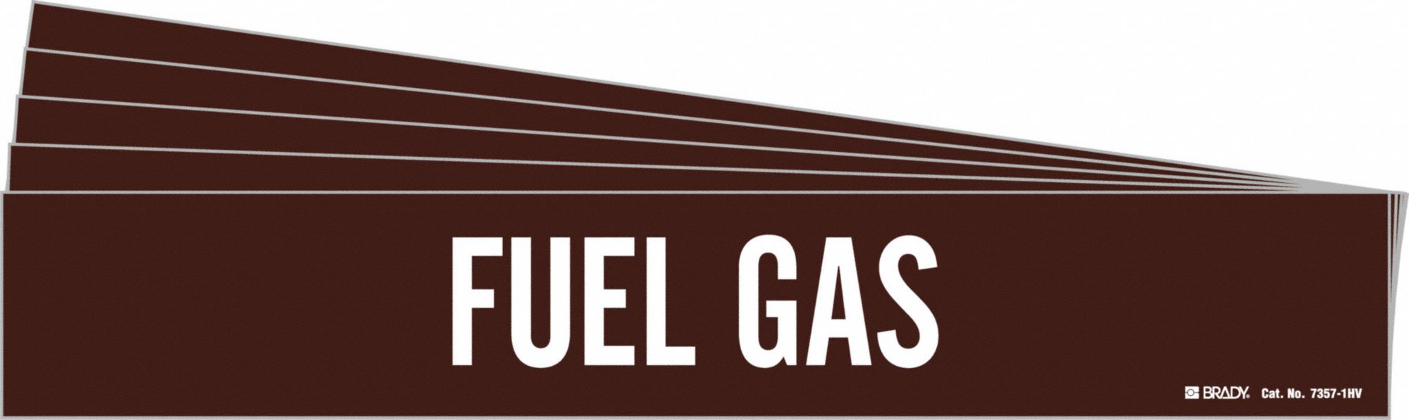 Pipe Marker: Fuel Gas, Brown, White, Fits 8 in and Larger Pipe O.D., 1 Pipe Markers, 5 PK