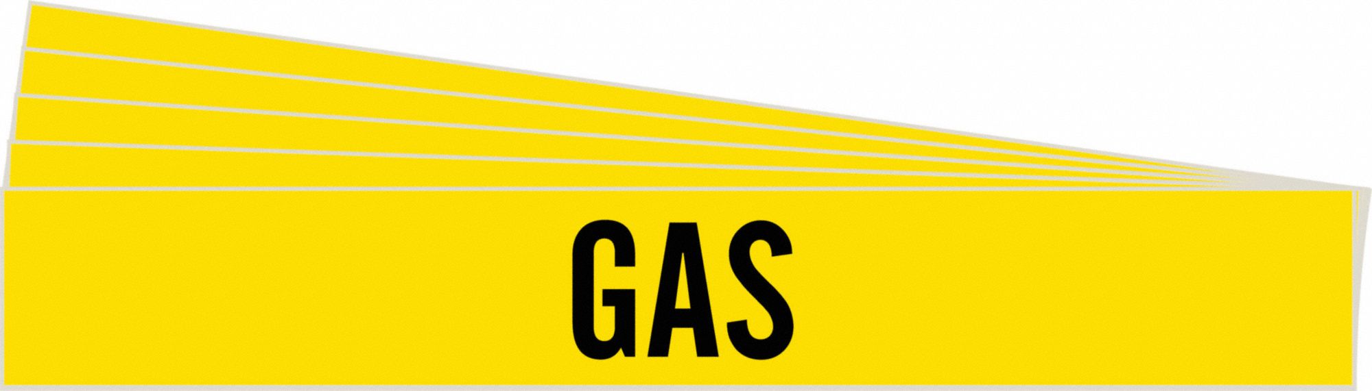 Pipe Marker: Gas, Yellow, Black, Fits 2 1/2 to 7 7/8 in Pipe O.D., 1 Pipe Markers, 5 PK