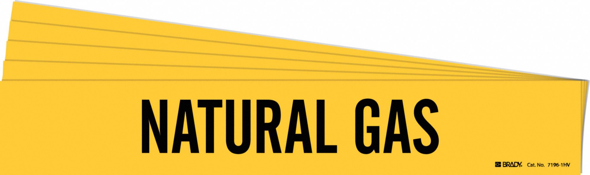 Pipe Marker: Natural Gas, Yellow, Black, Fits 8 in and Larger Pipe O.D., 1 Pipe Markers, 5 PK