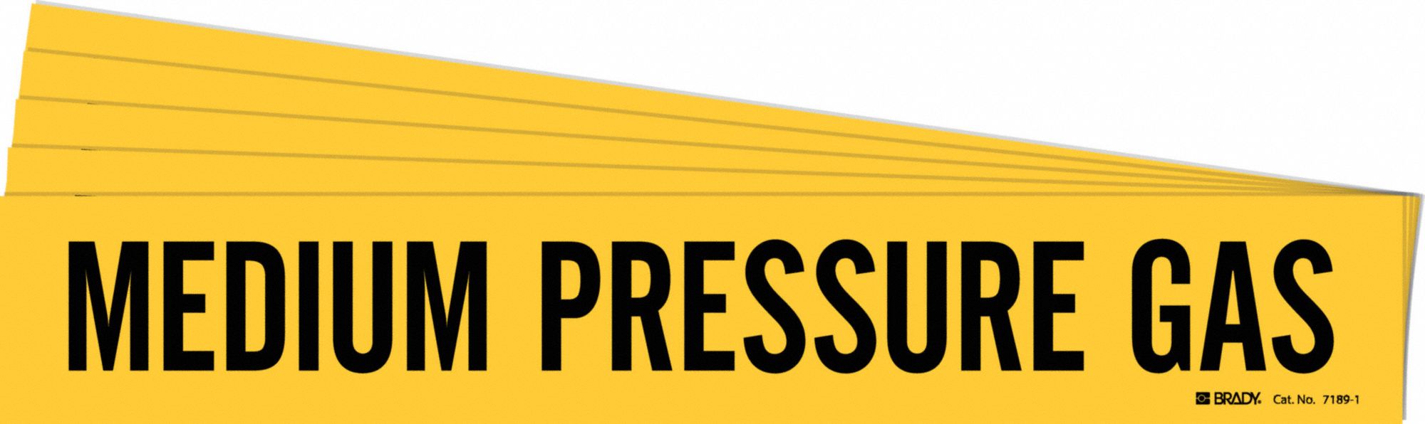 Pipe Marker: Medium Pressure Gas, Yellow, Black, Fits 2 1/2 to 7 7/8 in Pipe O.D., 5 PK