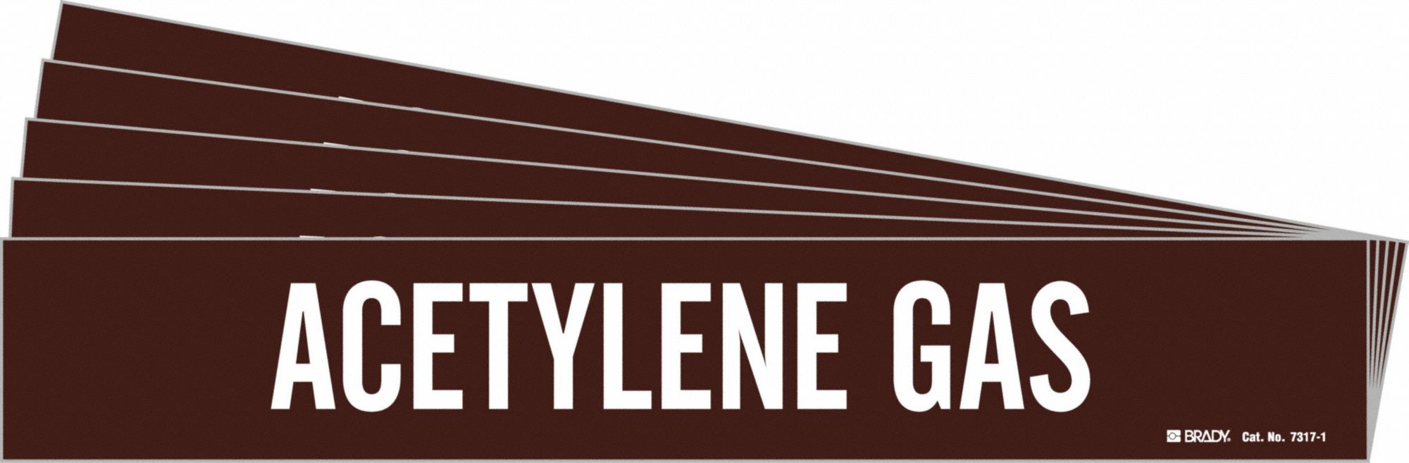 Pipe Marker: Acetylene Gas, Brown, White, Fits 2 1/2 to 7 7/8 in Pipe O.D., 1 Pipe Markers, 5 PK
