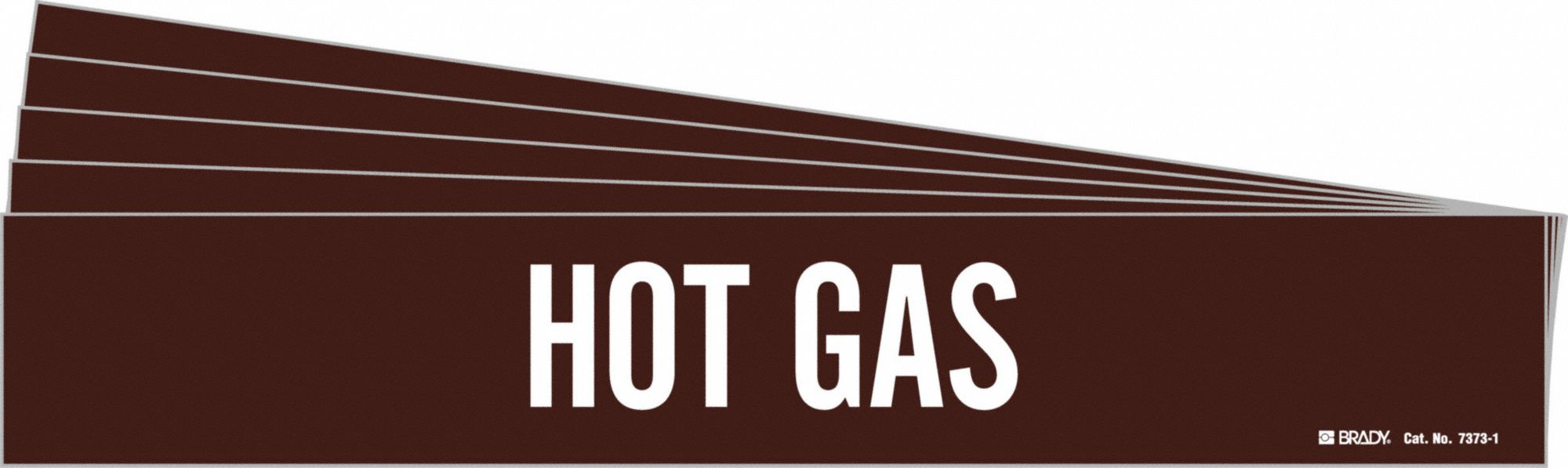 Pipe Marker: Hot Gas, Brown, White, Fits 2 1/2 to 7 7/8 in Pipe O.D., 1 Pipe Markers, 5 PK