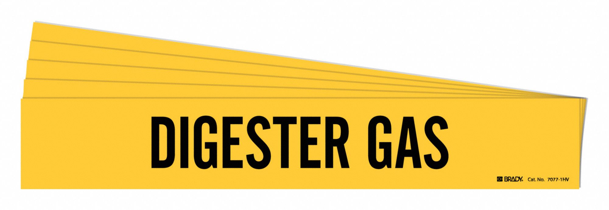 Pipe Marker: Digester Gas, Yellow, Black, Fits 8 in and Larger Pipe O.D., 1 Pipe Markers, 5 PK