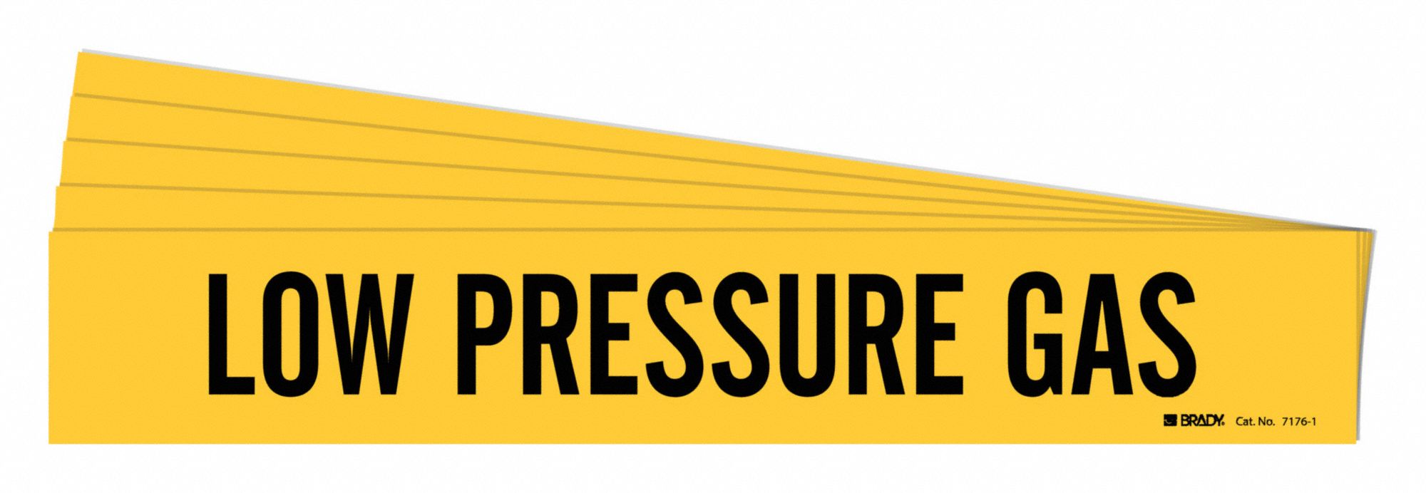 Pipe Marker: Low Pressure Gas, Yellow, Black, Fits 2 1/2 to 7 7/8 in Pipe O.D., 1 Pipe Markers, 5 PK