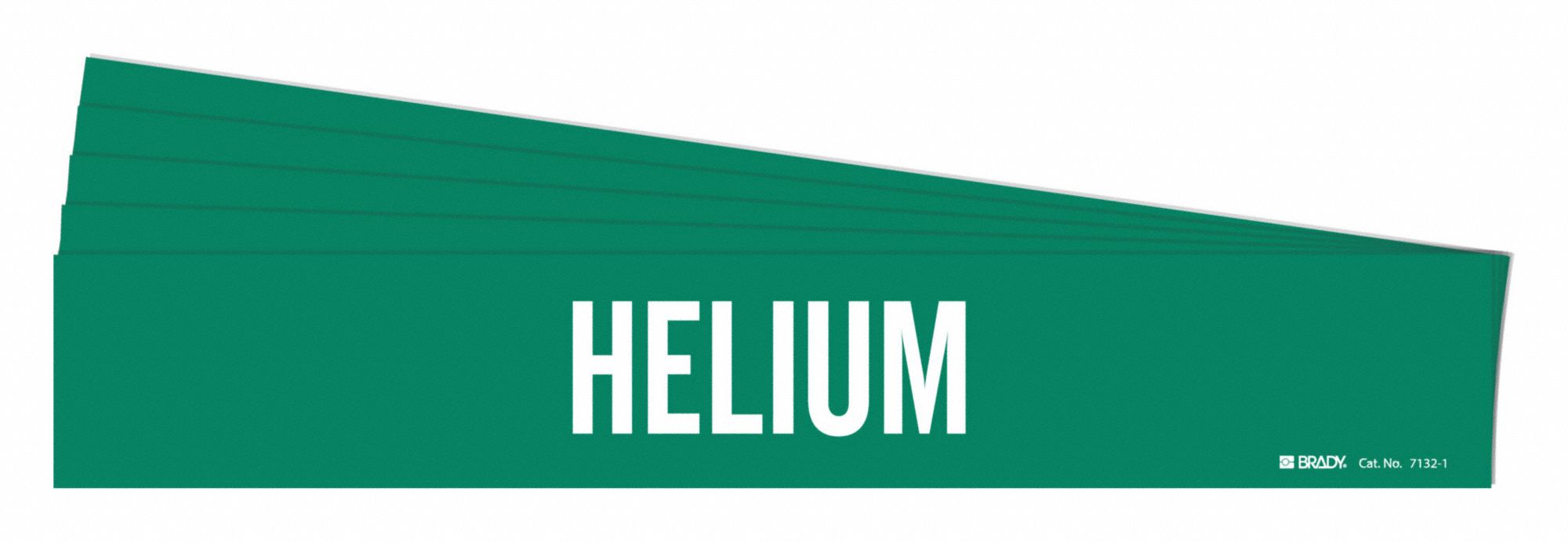 Pipe Marker: Helium, Green, White, Fits 2 1/2 to 7 7/8 in Pipe O.D., 1 Pipe Markers, 5 PK