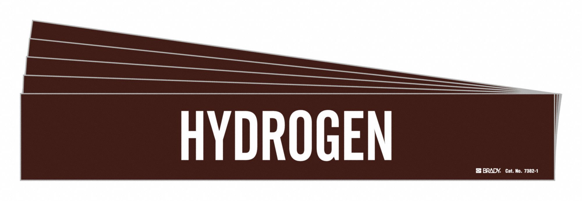 Pipe Marker: Hydrogen, Brown, White, Fits 2 1/2 to 7 7/8 in Pipe O.D., 1 Pipe Markers, 5 PK
