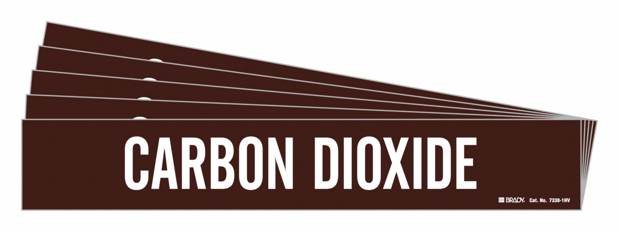 Pipe Marker: Carbon Dioxide, Brown, White, Fits 8 in and Larger Pipe O.D., 1 Pipe Markers, 5 PK