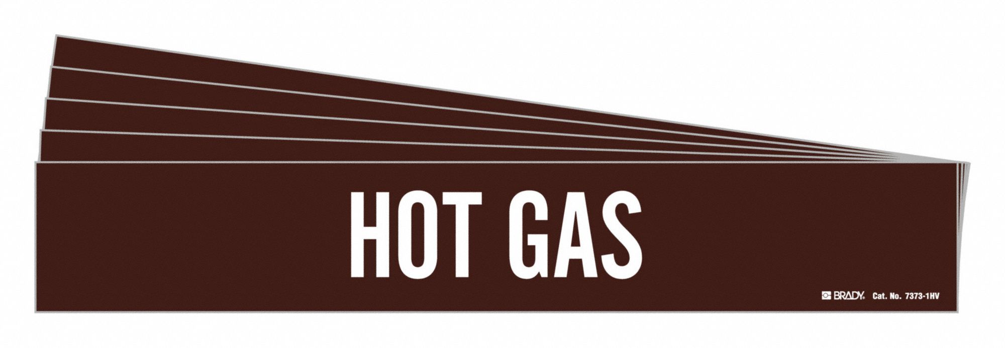 Pipe Marker: Hot Gas, Brown, White, Fits 8 in and Larger Pipe O.D., 1 Pipe Markers, 5 PK