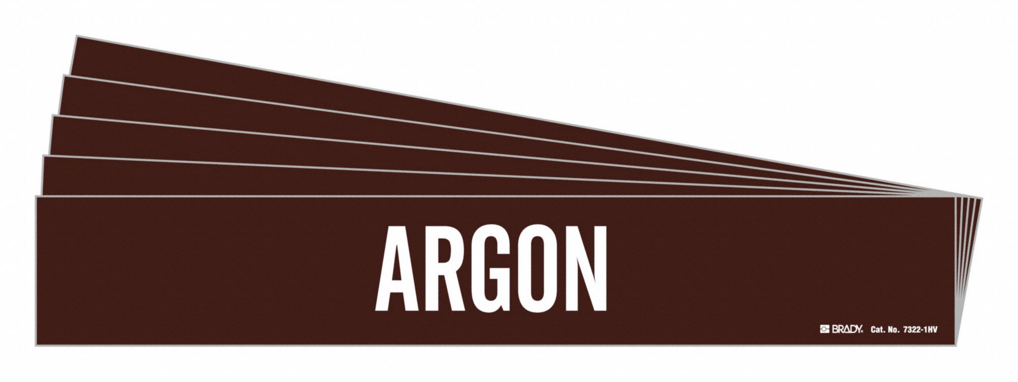 Pipe Marker: Argon, Brown, White, Fits 8 in and Larger Pipe O.D., 1 Pipe Markers, 5 PK