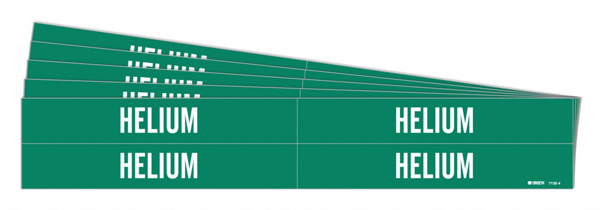 Pipe Marker: Helium, Green, White, Fits 3/4 to 2 3/8 in Pipe O.D., 4 Pipe Markers, 5 PK