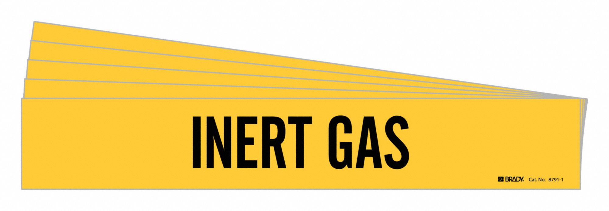 Pipe Marker: Inert Gas, Yellow, Black, Fits 2 1/2 to 7 7/8 in Pipe O.D., 1 Pipe Markers, 5 PK