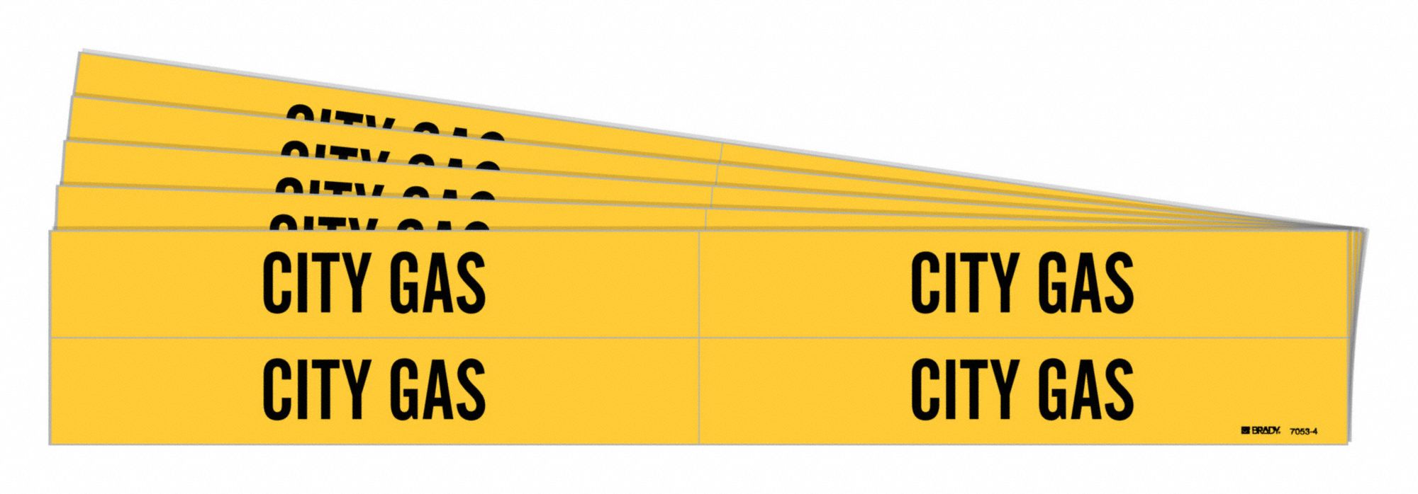 Pipe Marker: City Gas, Yellow, Black, Fits 3/4 to 2 3/8 in Pipe O.D., 4 Pipe Markers, 5 PK