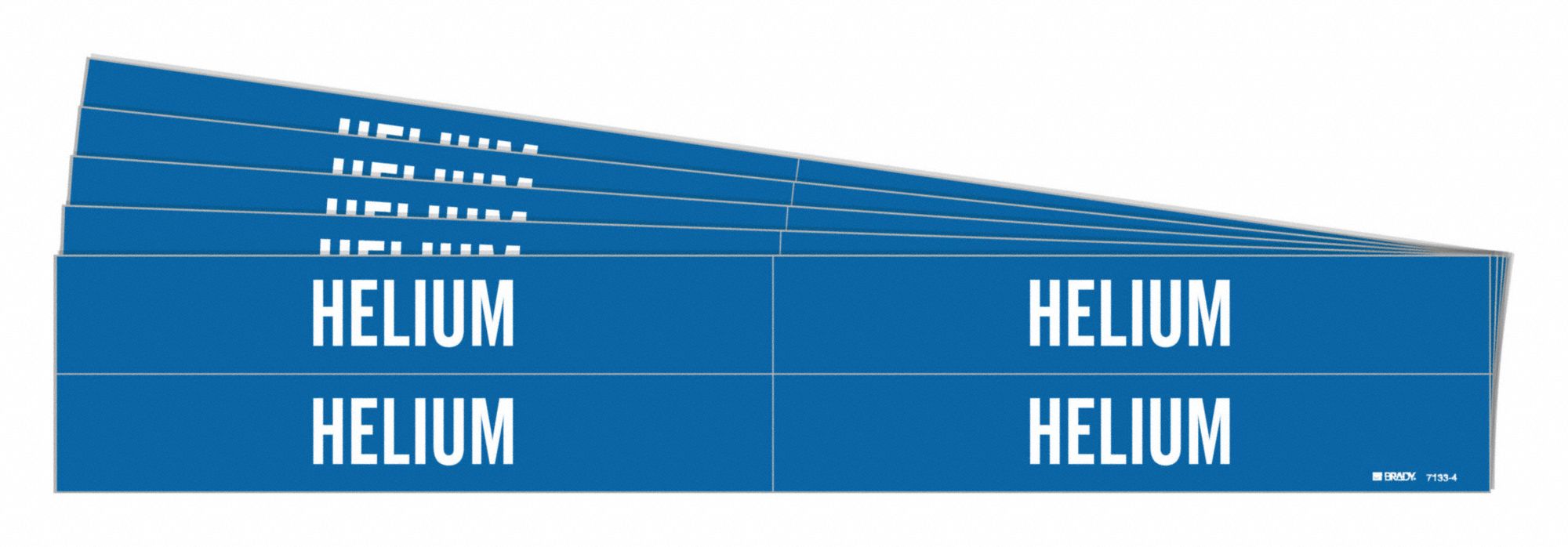 Pipe Marker: Helium, Blue, White, Fits 3/4 to 2 3/8 in Pipe O.D., 4 Pipe Markers, 5 PK