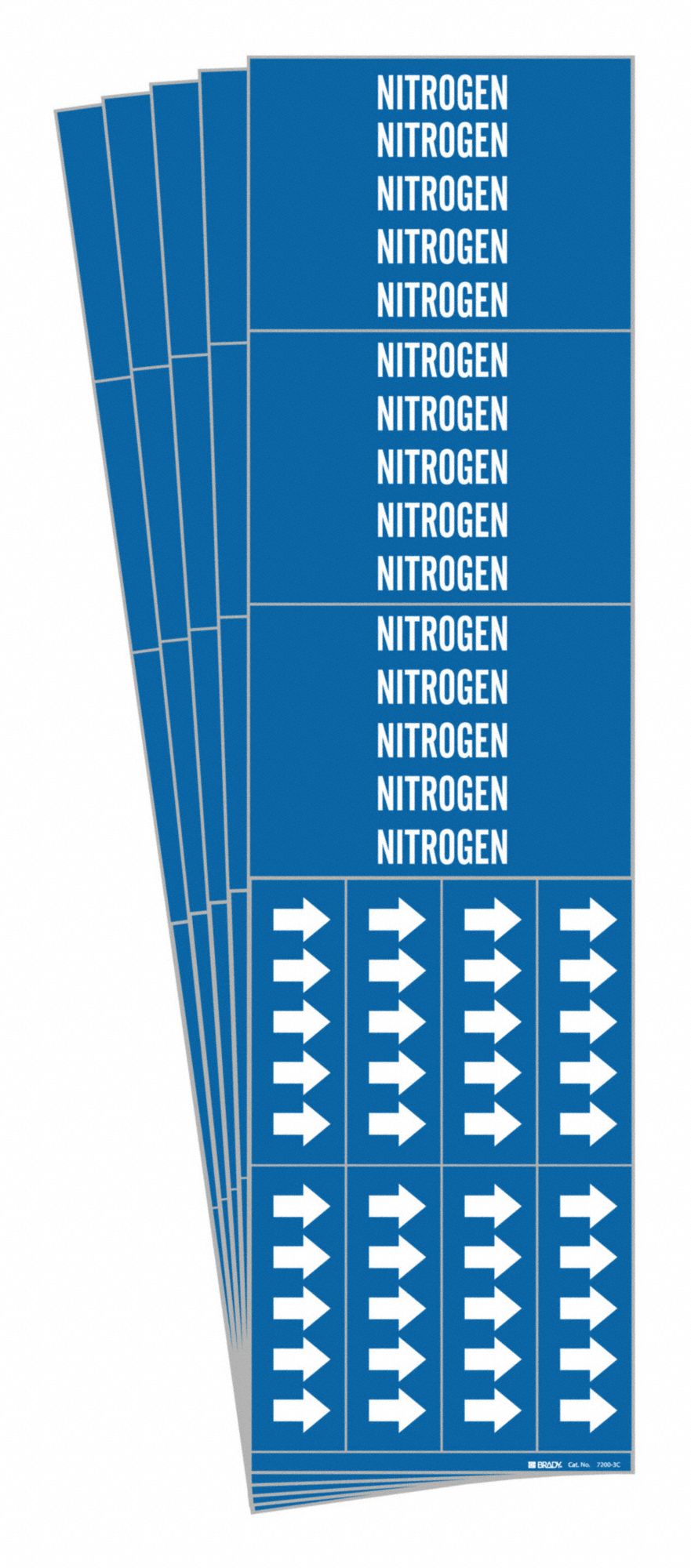 Pipe Marker: Nitrogen, Blue, White, Fits 3/4 in and Smaller Pipe O.D., 3 Pipe Markers, 5 PK