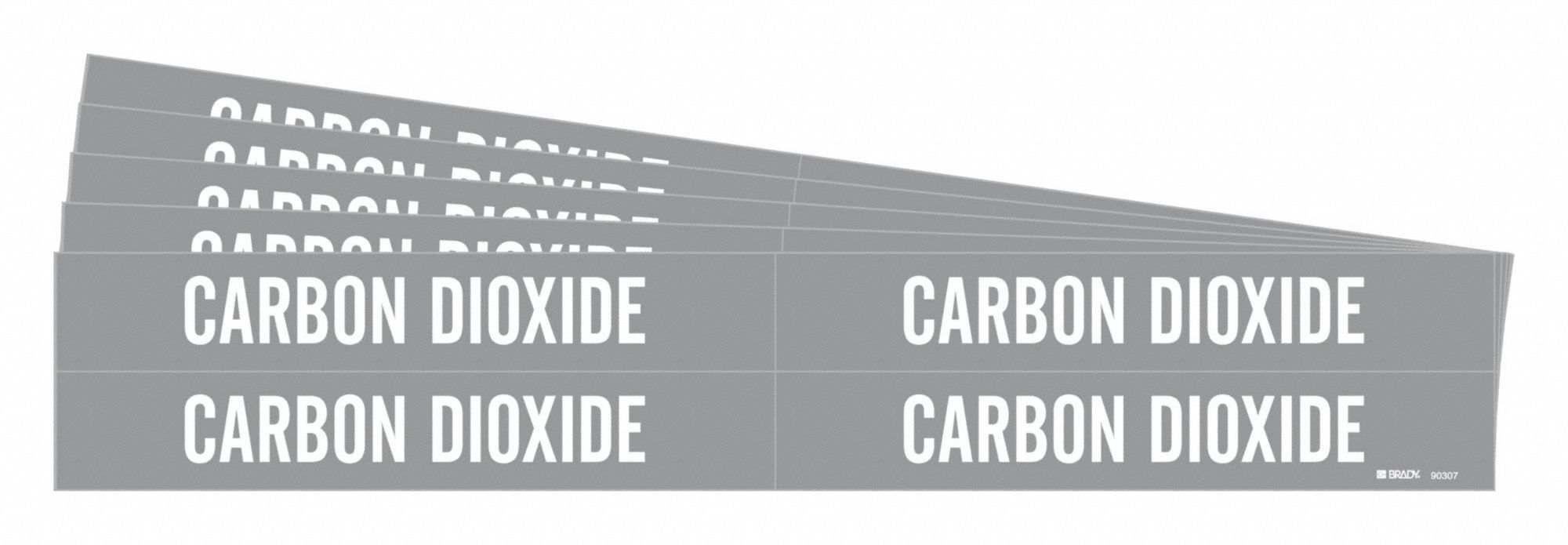Pipe Marker: Carbon Dioxide, Gray, White, Fits 3/4 to 2 3/8 in Pipe O.D., 4 Pipe Markers, 5 PK