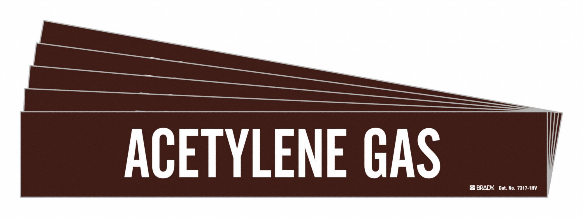 Pipe Marker: Acetylene Gas, Brown, White, Fits 8 in and Larger Pipe O.D., 1 Pipe Markers, 5 PK