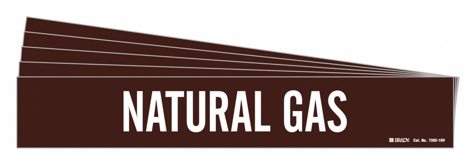 Pipe Marker: Natural Gas, Brown, White, Fits 8 in and Larger Pipe O.D., 1 Pipe Markers, 5 PK