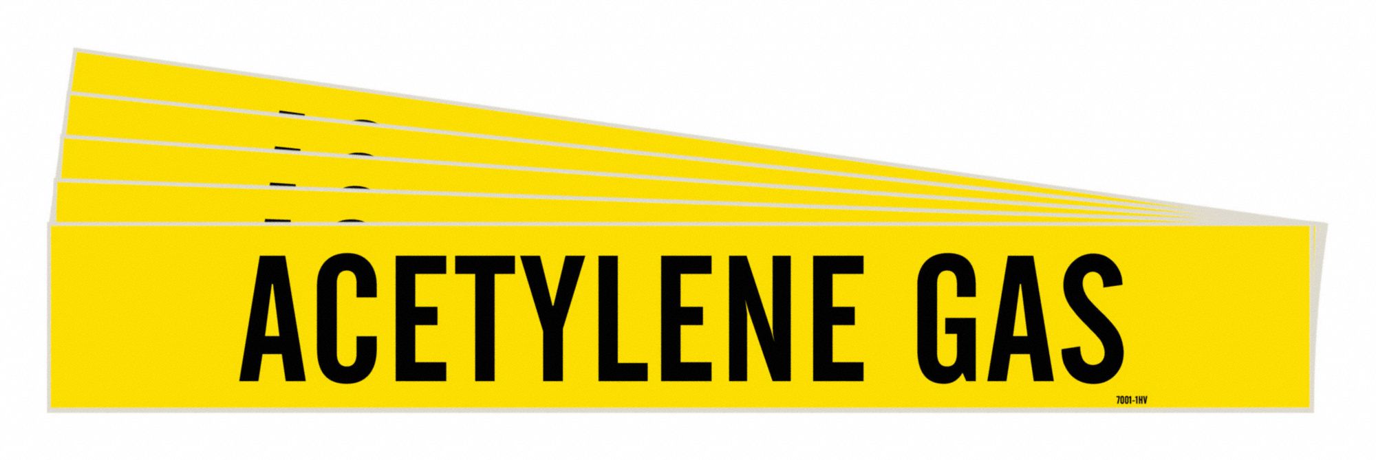Pipe Marker: Acetylene Gas, Yellow, Black, Fits 8 in and Larger Pipe O.D., 1 Pipe Markers, 5 PK
