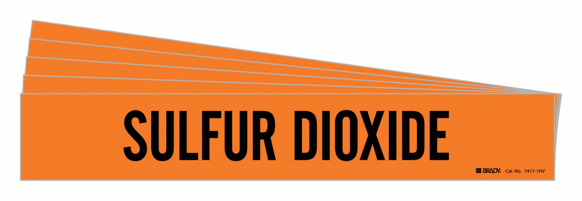 Pipe Marker: Sulfur Dioxide, Orange, Black, Fits 8 in and Larger Pipe O.D., 1 Pipe Markers, 5 PK