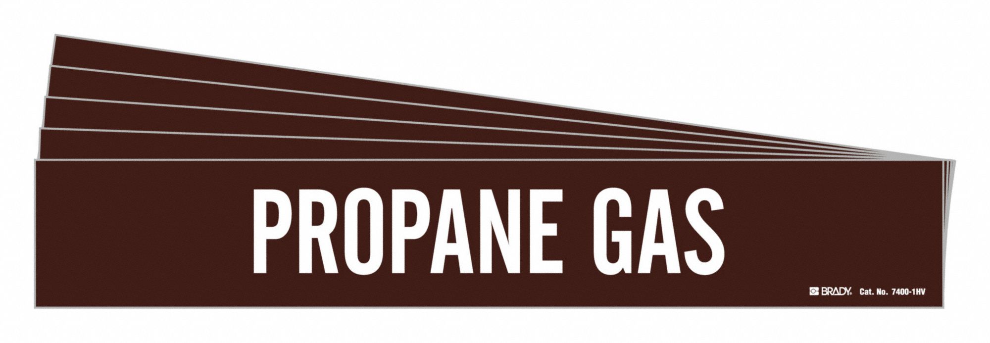Pipe Marker: Propane Gas, Brown, White, Fits 8 in and Larger Pipe O.D., 1 Pipe Markers, 5 PK