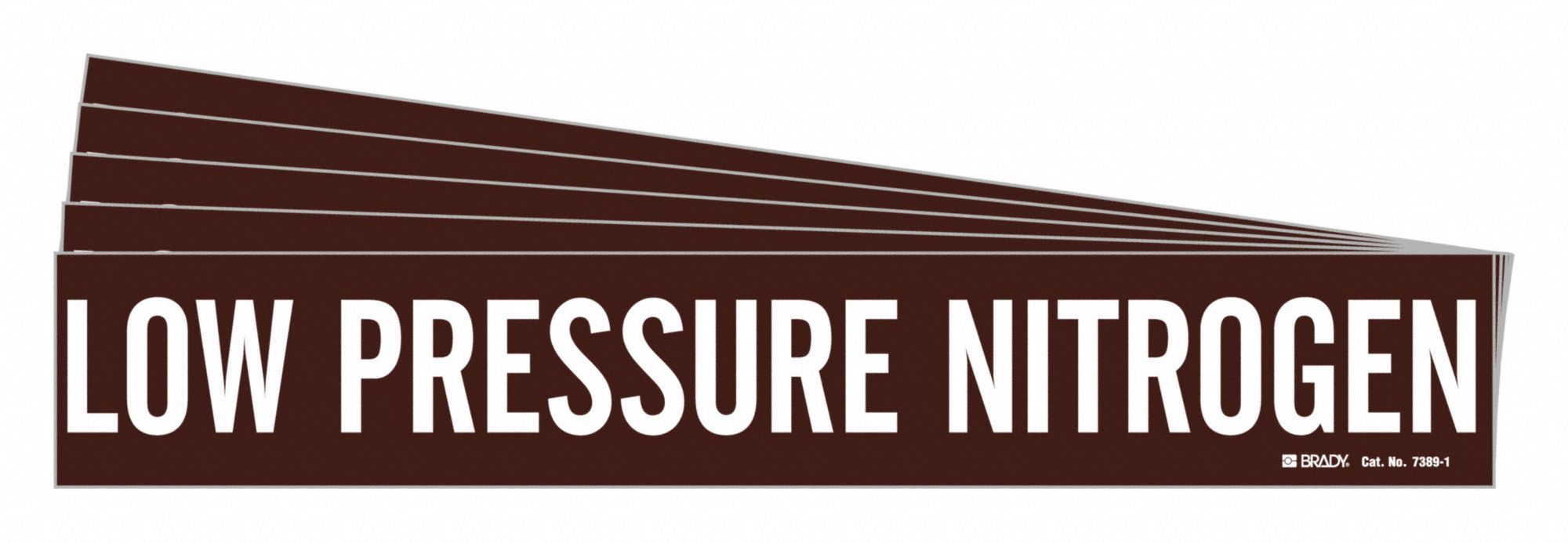 Pipe Marker: Low Pressure Nitrogen, Brown, White, Fits 2 1/2 to 7 7/8 in Pipe O.D., 5 PK