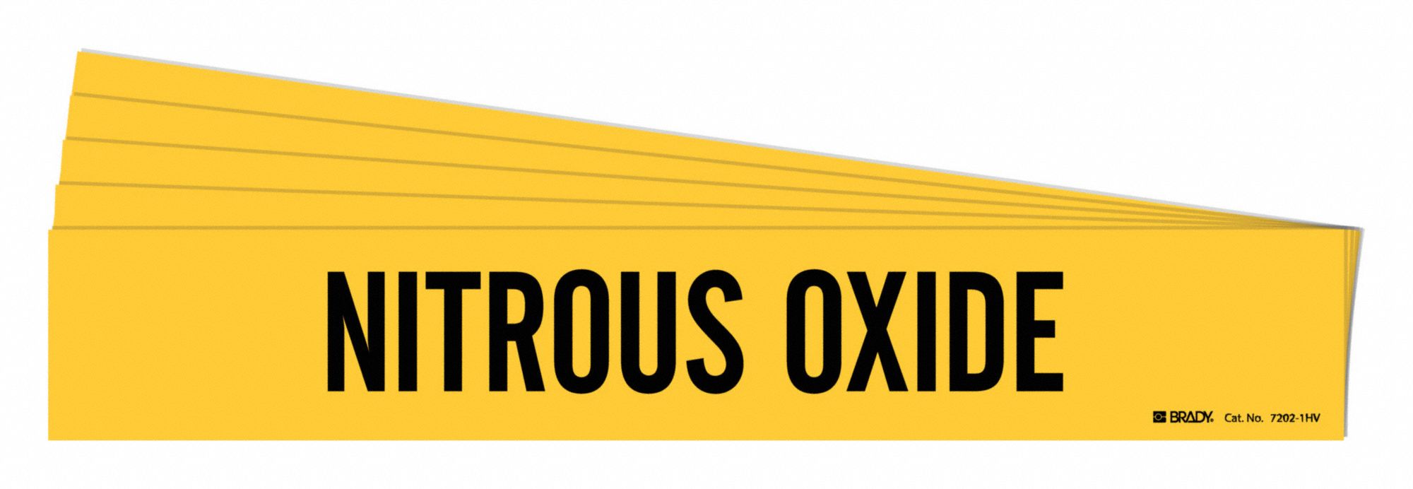 Pipe Marker: Nitrous Oxide, Yellow, Black, Fits 8 in and Larger Pipe O.D., 1 Pipe Markers, 5 PK