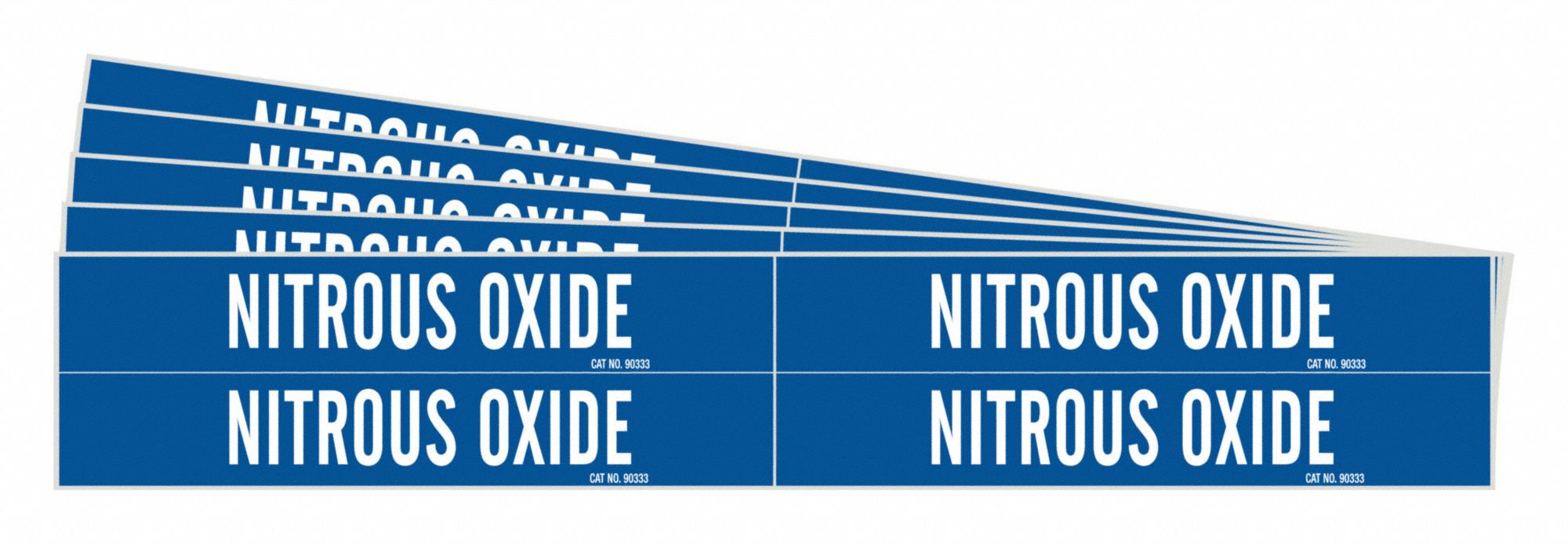Pipe Marker: Nitrous Oxide, Blue, White, Fits 3/4 to 2 3/8 in Pipe O.D., 4 Pipe Markers, 5 PK