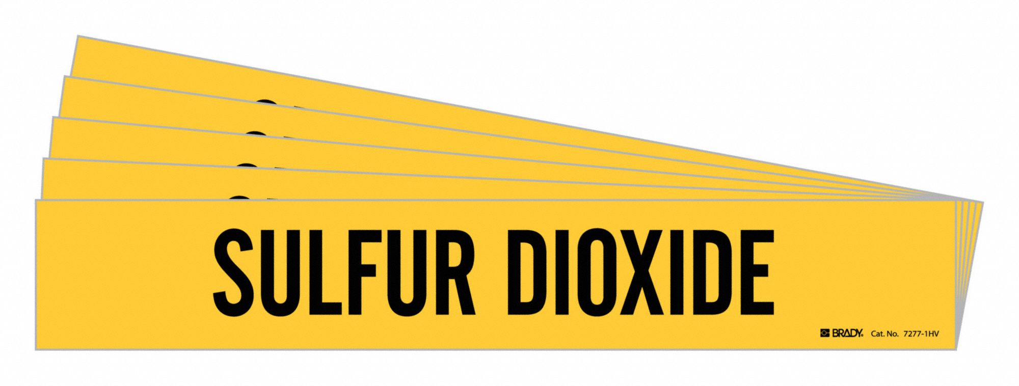 Pipe Marker: Sulfur Dioxide, Yellow, Black, Fits 8 in and Larger Pipe O.D., 1 Pipe Markers, 5 PK