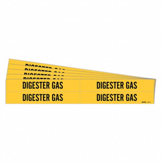 Digester Gas, Yellow, Pipe Marker - 781XR0|7077-4-PK - Grainger