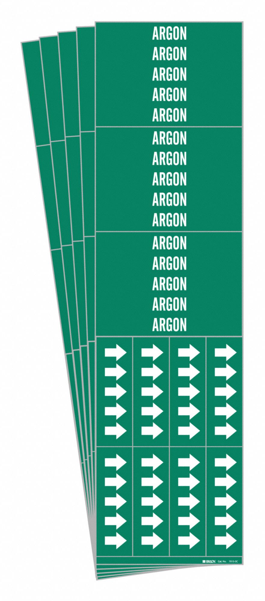Pipe Marker: Argon, Green, White, Fits 3/4 in and Smaller Pipe O.D., 3 Pipe Markers, 5 PK