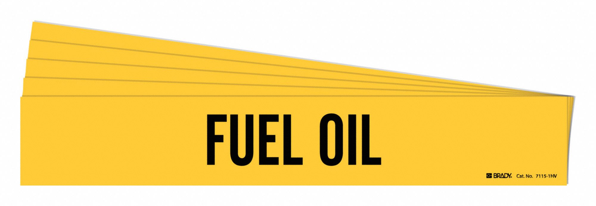 Pipe Marker: Fuel Oil, Yellow, Black, Fits 8 in and Larger Pipe O.D., 1 Pipe Markers, 5 PK