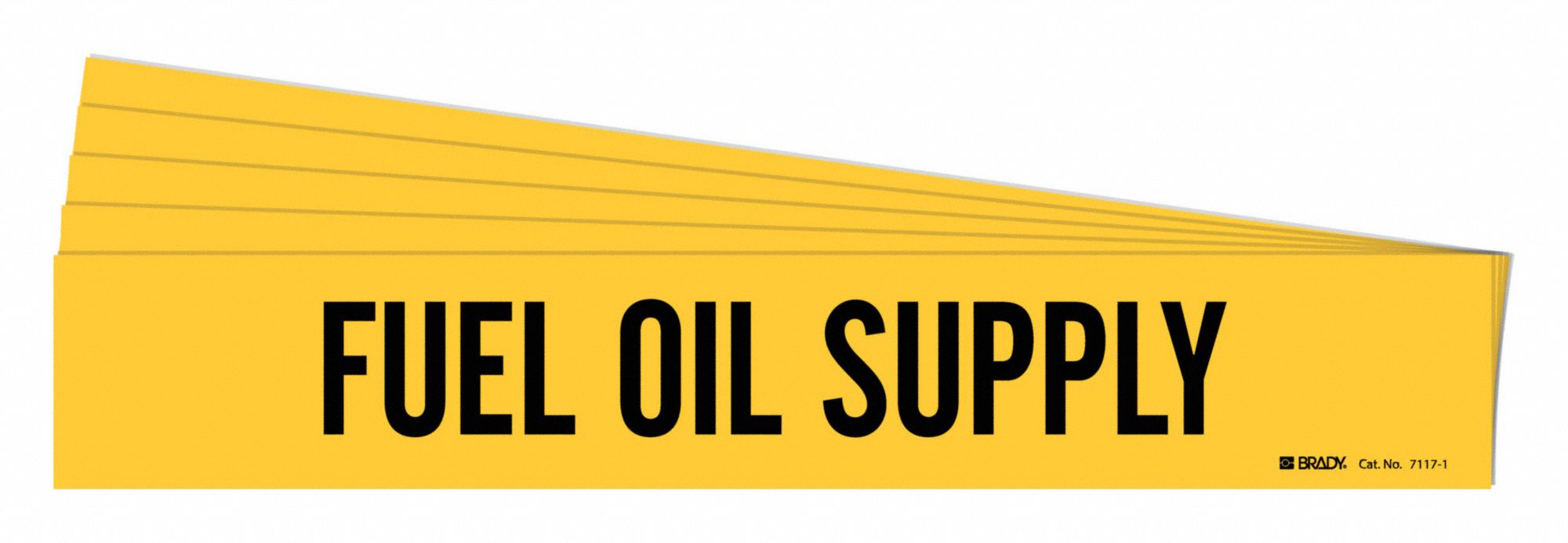Pipe Marker: Fuel Oil Supply, Yellow, Black, Fits 2 1/2 to 7 7/8 in Pipe O.D., 1 Pipe Markers, 5 PK