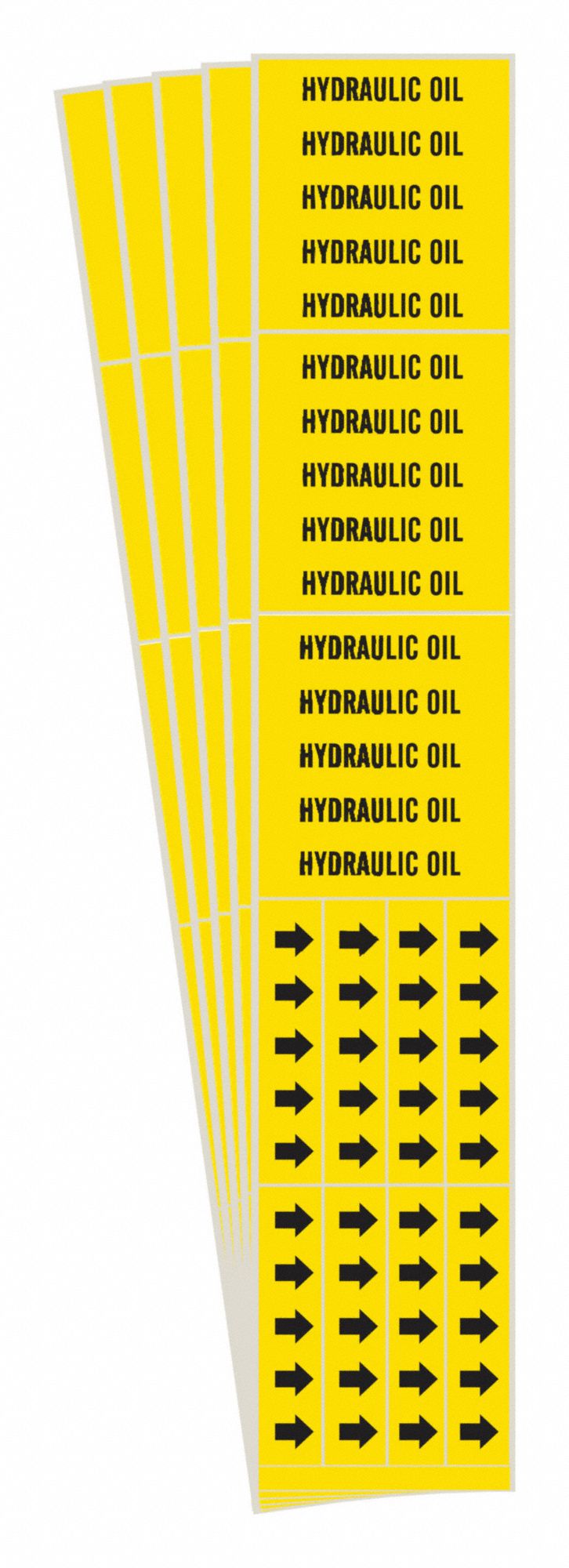 Pipe Marker: Hydraulic Oil, Yellow, Black, Fits 3/4 in and Smaller Pipe O.D., 3 Pipe Markers, 5 PK