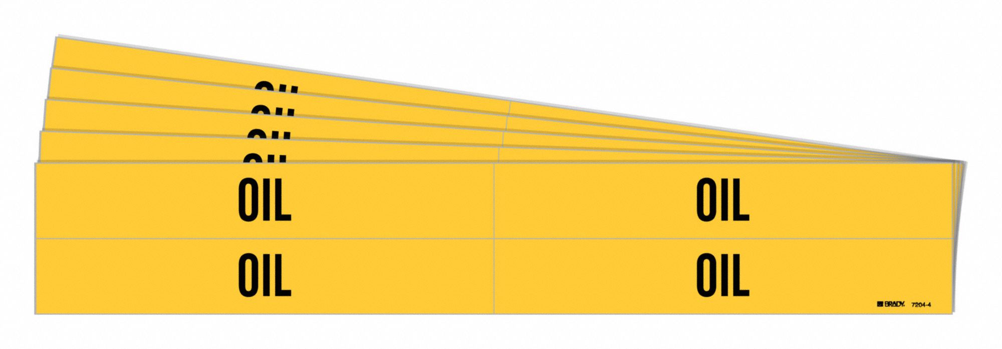 Pipe Marker: Oil, Yellow, Black, Fits 3/4 to 2 3/8 in Pipe O.D., 4 Pipe Markers, 5 PK