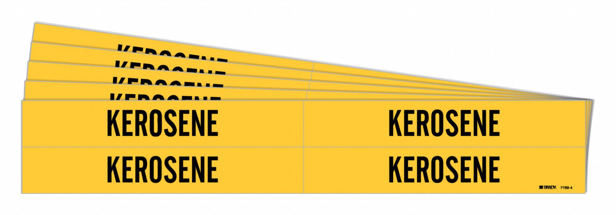 Pipe Marker: Kerosene, Yellow, Black, Fits 3/4 to 2 3/8 in Pipe O.D., 4 Pipe Markers, 5 PK