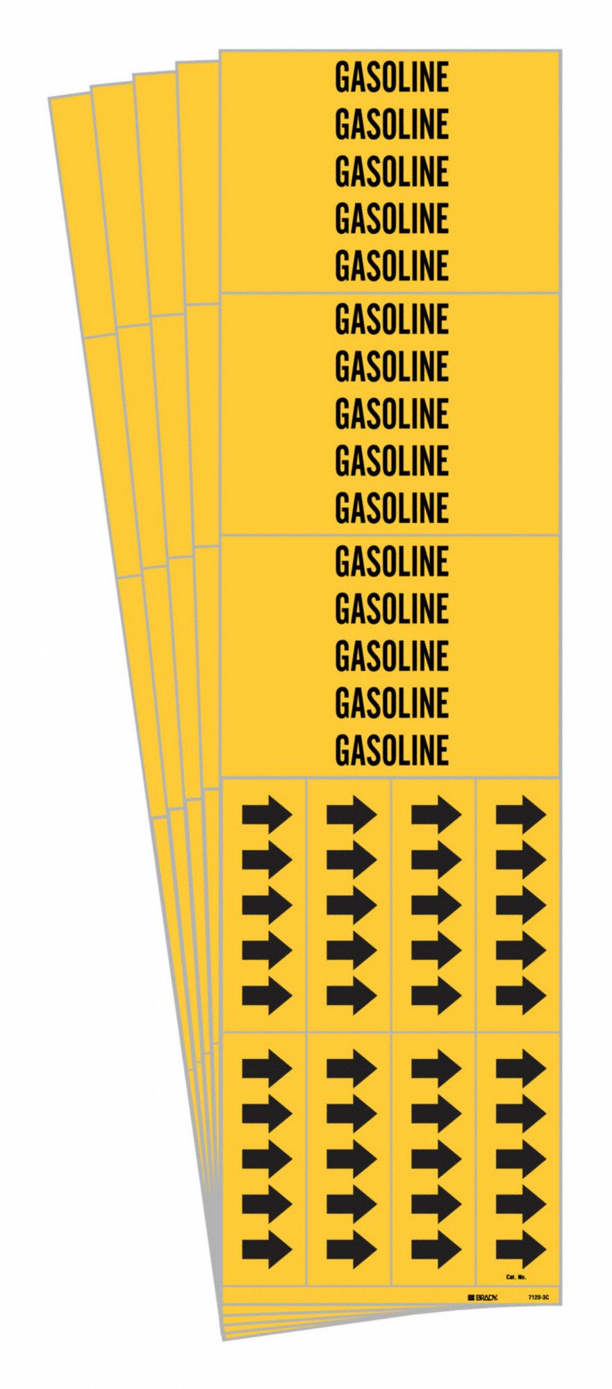 Gasoline, Yellow, Pipe Marker 781XV471203CPK Grainger