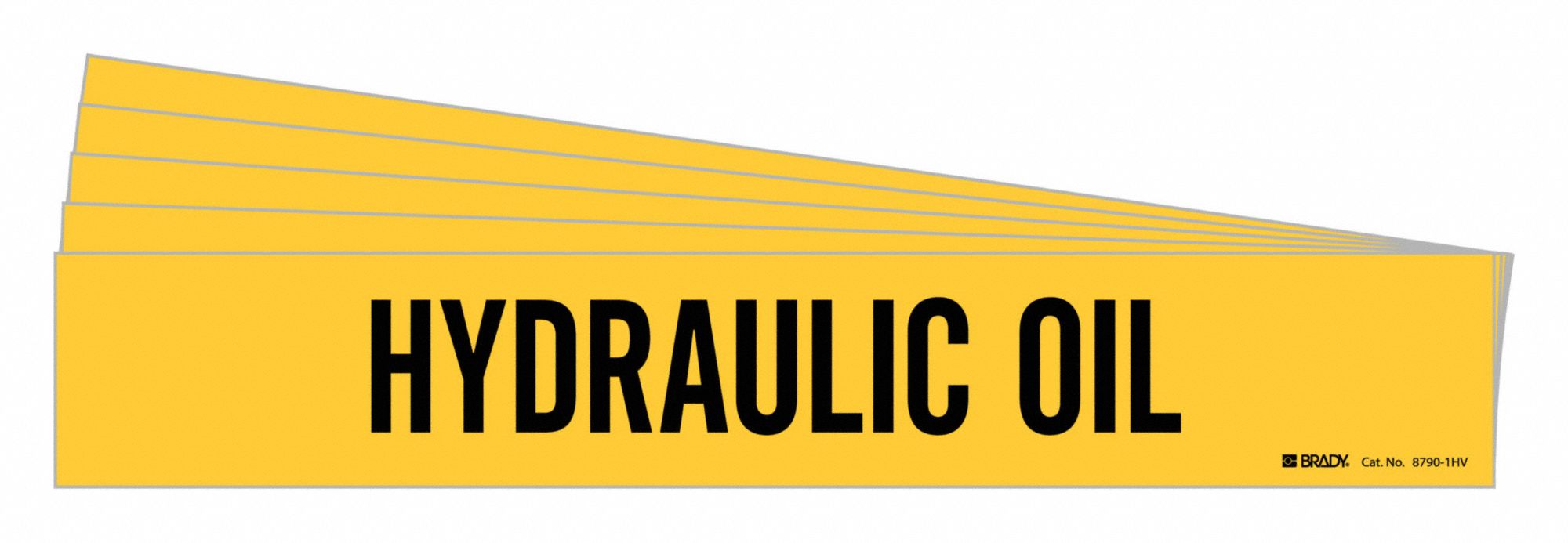Pipe Marker: Hydraulic Oil, Yellow, Black, Fits 8 in and Larger Pipe O.D., 1 Pipe Markers, 5 PK